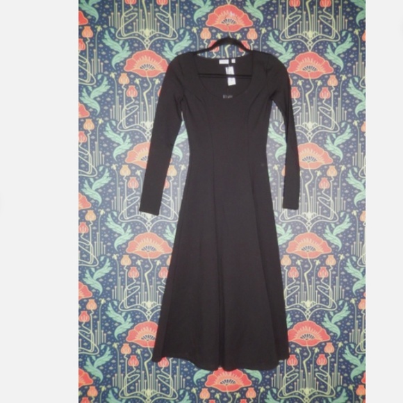 Aritzia Babaton Leda Black Ponte Knit Long Sleeve Midi Dress Nwt XXS - Picture 2 of 5